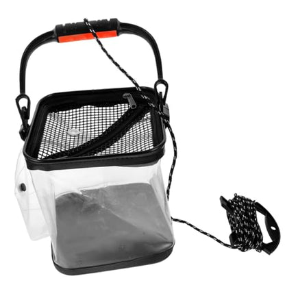 LIOOBO Thickened Transparent Fish Bucket Outdoor Folding Fishing Bucket Live Fish Carrier Lightweight Eva Barrel Easy to Store