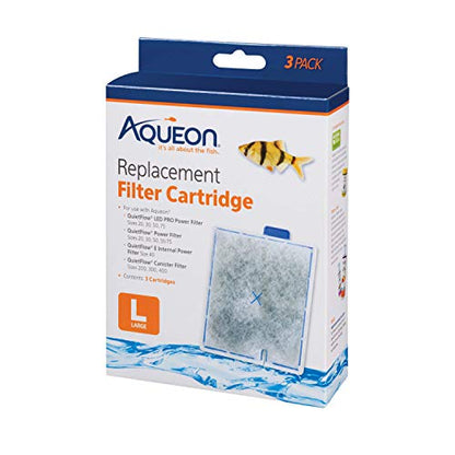 Aqueon Aquarium Fish Tank Replacement Filter Cartridges, Large - 3 Pack | Fish tank filter cartridge with activated carbon, rinse-install tab, change every 4 weeks, fits canister filter 200-400 - size: 3 Pack