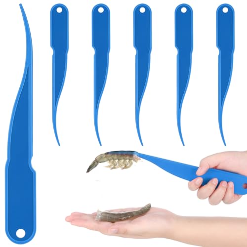 Gisafai 6 Pcs Shrimp Peeler Plastic Deveiner Cleaner Tool for Kitchen Shrimp Deveining Peel Tool, 10.2 Inch(Blue) - color: Blue