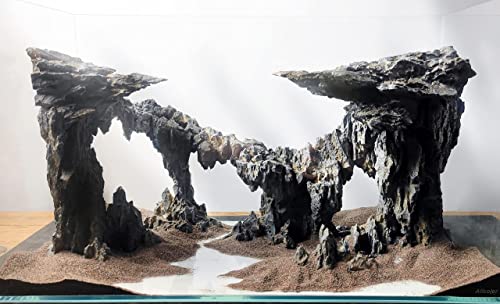 Allcolor Aquarium Rock Decor, 5-Piece Twilight Set for 20-30 Gallon Tanks | Five movable cliff modules create an expansive rimless-style landscape with open swimming space. - style: Twilight