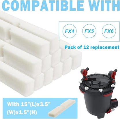 Fx4 Foam Filter Pads Replacement Compatible with Fluval FX5 / FX6 Canister Filter, Aquarium Bio Sponge Foam Filter Pads (6 Packs) - size: 6 Packs