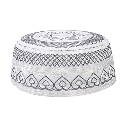 TINAYAUE Men Islamic Worship Prayer Headwear Eid Ramadan Prayer Muslim Cap Saudi Arabia Kufi Hat Mosque Madrassa Egyptian Hat - color: Grey