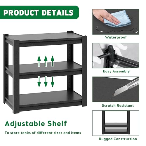 20-30 Gallon Fish Tank Stand - Metal Aquarium Stand, 34 "W x 18 "D x 31" H Adjustable Heavy Duty Reptile Tank Stand, Adjustable 3-Tier Fish Tank Rack Shelf for Home Office, Tank Not Included - color: Black, size: 34 "W x 18 "D x 31"H