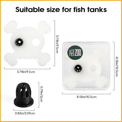 Abizoo Halloween Aquarium Floating Plant Corral, Fish Feeding Ring Plastic White Skull Shape for Aquarium Feeding Ring Decor, Keep Tank Clean No-Suction Cup for Betta Fish, Goldfish Small Fish