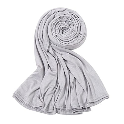 Soft Stretch Head Wrap Scarfs Long Turban Head Wrap Tie for Women - color: Light Grey
