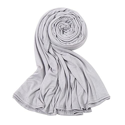 Soft Stretch Head Wrap Scarfs Long Turban Head Wrap Tie for Women - color: Light Grey