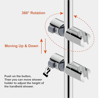 Shower Head Holder for Slide Bar Adjustable Hand Shower Holder Bracket for Slide Bar, Slider Clamp Bathroom Replacement,360 Degree Rotation Sprayer Holder, Polished Chrome Finish - color: Polished Chrome