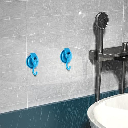 Heavy Duty Vacuum Suction Cup Hooks, Blue Plated Polished Super Suction for Kitchen Bathroom, 2 Pack - color: Blue