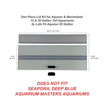 H2Pro Glass Canopy Aquarium Lid for Fresh & Saltwater Fish Tanks (24GT for Aqueon & Marineland 15 & 20 Tall Aquariums) - color: 24GT for Aqueon & Marineland 15 & 20 Tall