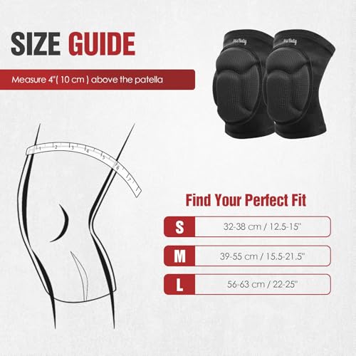 Protective Knee Pads for Men, Women & Kids – 1 Pair Thick Foam Cushioned Pads for Volleyball, Dance, Gardening, Wrestling & Kneeling – Durable Protection for Work & Sports (L: 22–25") - size: L: 22–25"