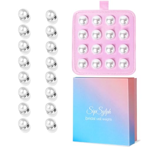 16-20 Pairs Pearl Veil Weights, Strong Magnetic Bridal Veil Weights, Double Sided Invisible Wedding Veil Weights, Gift Box - color: Silver