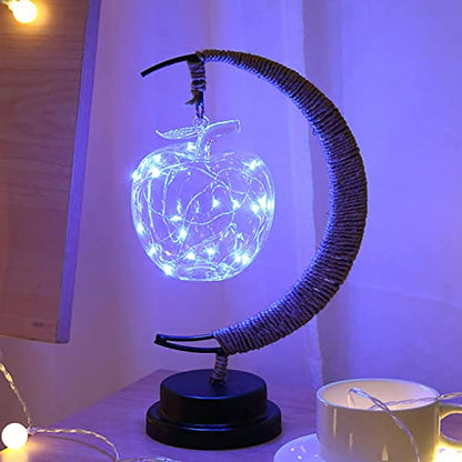 LED Decorative lamp Table lamp 3D Magic Moonlight Wrought Iron Night Light Christmas Home Decoration Birthday Gift USB Power Supply 5.5 * 5.1 * 11 inches （A Blue） - style: A Blue 1
