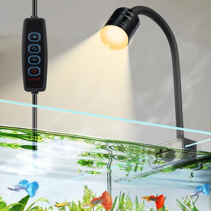 3W LED Aquarium Light, Clip On Fish Tank Lamp | Full Spectrum, 3 Color Modes, Adjustable Beam, Aluminum Housing, Terrarium & Coral