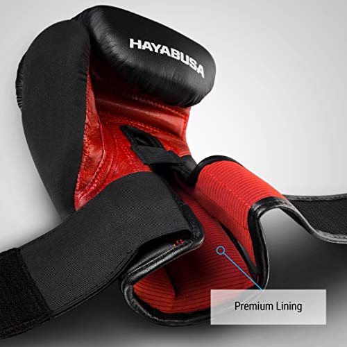 Hayabusa T3 Boxing Gloves - Sparring | Sparring Gloves, Muay Thai Gloves, Kickboxing Gloves, Heavy Bag Gloves, Boxing Gloves for Men and Women, Boxing Gloves - color: Black/Red, size: 16oz