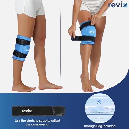 REVIX 19" Extra Large Knee Ice Pack Wrap Around Entire Knee, Reusable Gel Cold Pack for Discomfort and Post-Workout Fatigue, Cold Compress, Enhance Comfort and Recovery - size: XL, style: Blue-XL