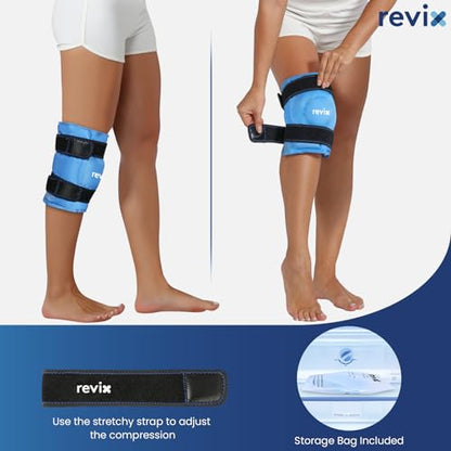 REVIX 19" Extra Large Knee Ice Pack Wrap Around Entire Knee, Reusable Gel Cold Pack for Discomfort and Post-Workout Fatigue, Cold Compress, Enhance Comfort and Recovery - size: XL, style: Blue-XL