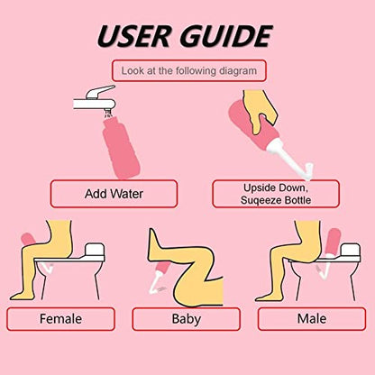 2PCS-Pack Portable Bidet for Travel Bidet Bottle+ Green Pocket Cleaner Backpack Camping Bidets , with Water Seal Cap + Storage Bag ,Peri Bottle for Postpartum Essentials