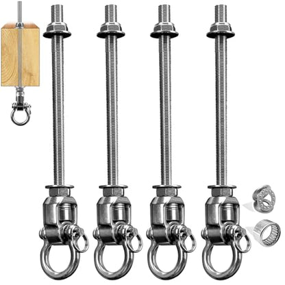 4-Pack Heavy Duty Swing Hangers with Bearings- 304 Stainless Steel Swing Set Brackets, 1500LB Capacity for Porch Swings, Hanging Chairs, Punching Bags, Gym Equipment - style: 4 Pack