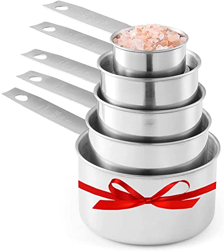 Stainless Steel Measuring Cups, Laxinis world 5 Piece Stackable Measuring Set (1)