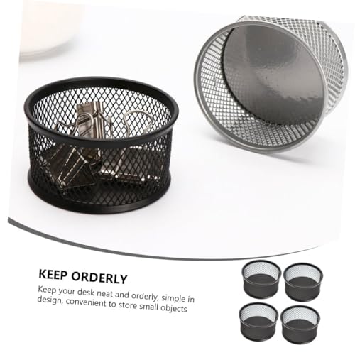 4PCS Paper Clip Mesh Holder Lid Creative Desk Organizer Self-Dispensing Paper Clip Dispenser for Office and School Use
