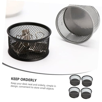 4PCS Paper Clip Mesh Holder Lid Creative Desk Organizer Self-Dispensing Paper Clip Dispenser for Office and School Use