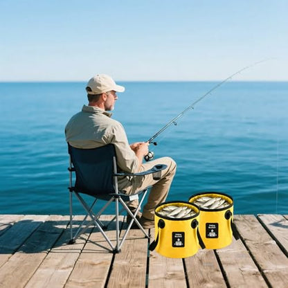 Collapsible Bucket with Handle, Lightweight Folding Water Container, Portable Collapsible Bucket for Fishing, Camping, Hiking, Backpacking, Outdoor Survival, Car Washing Black 20L (20L- Yellow) - size: 20L- Yellow