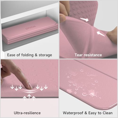 7-Fold Yoga Mat 74"x31" - 0.31 Inch Thick Folding Exercise Mat, Extra Wide Non-Slip POE Mat for Travel, Storage, Yoga, Pilates, Meditation & Home Gym, Lightweight & Portable - color: Dull Pink