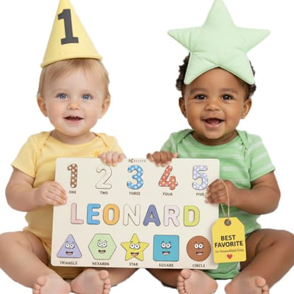 Puzzles for Toddlers Boy and Girl, Personalized Name Puzzle, 12 Month Toy, Gifts for 0 1 2 3 Years Old, Baby Gifts, Baby Shower, Christmas, NewBaby Gift, 0 3 6 9 12 18 24 36 Months - Set 6 - style: Shapes Numbers - 10 Figures