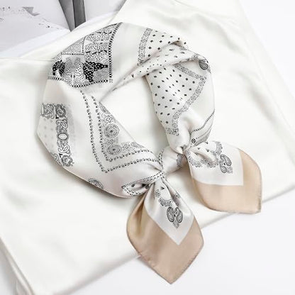 STARWHISPER 27" Square Head Scarf for Women Silk Feeling Satin Scarf Women Fashion Silk Scarf for Wrapping Hair - color: Quadrate3