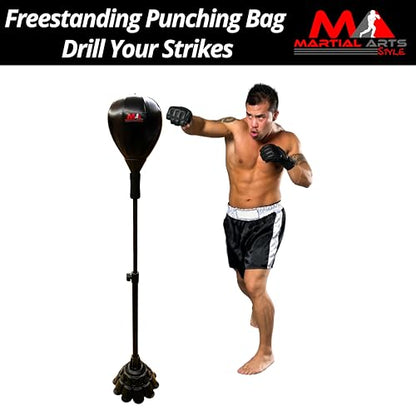 Boxing Bag with Stand, Standing Punching Bag, Adjustable Height Freestanding Speed Ball for MMA, Kickboxing, Muay Thai & Martial Arts for Training Reflexes, Timing and Fitness from Home/Gym