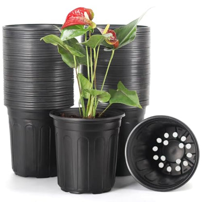 50-Pack 1 Gallon Flexible Plant Nursery Pots,Thickened Soft Plastic Seedling Pots,Seed Starting Pot Flower Plant Container for Succulents，Seedlings - size: 1Gallon, style: 50P