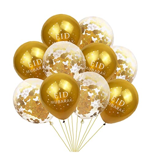 Eid Mubarak Balloons 10pcs Happy Eid Gold Latex Balloons Muslim Festival Decoration Supplies