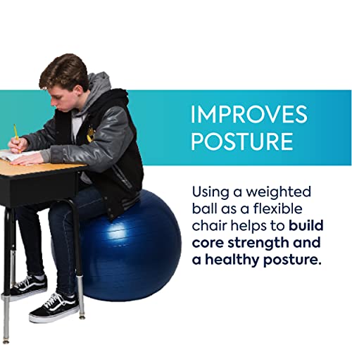 Bouncyband Balance Ball – Create Flexible Seating to Improve Focus at School, Office, or Home with This No-Roll Weighted Ball - color: Dark Blue, size: Large (Pack of 1)