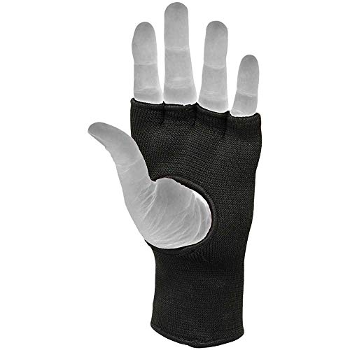 Muay Thai Boxing Inner Gloves Protective Hand Wrap MMA Fist (Black, XX-Large) - color: Black, size: XX-Large