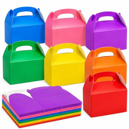 The Dreidel Company Gable Treat Boxes, Party Favors, 6.25" x 3.5" x 3.5" Inch Box, 25-Pack (Shiny Pink) - color: Shiny Pink