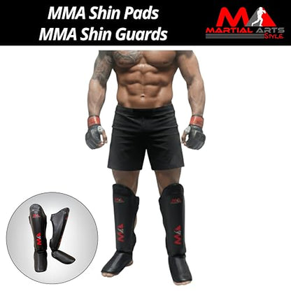 Muay Thai Shin Guards, Shin Pad for Martial Arts, Kick Boxing Leg Instep Protection Pads for Sparring, MMA Kickboxing Taekwondo Professional Training Equipment Gear - size: X-Large