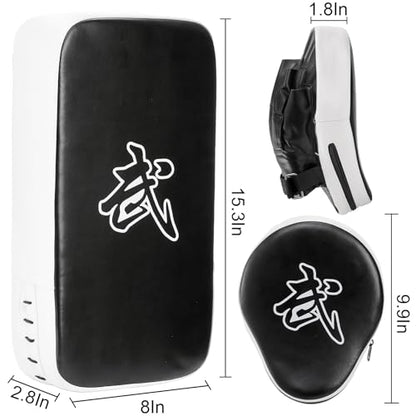 WUWEOT 2-in-1 Punching Mitts Kick Pack Set, Boxing Mitts Focus Pads and Taewondo Kick Pad, Adjustable Soft Shield Durable Training Pads Set for Boxing, Kickboxing, Karate, Muay Thai, MMA Training