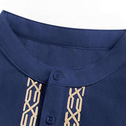 Men Islamic Caftan Thobe Big and Tall Breathable Prayer Clothes Saudi Arabic for Eid Home Casual Wear - color: Bu2, size: Small