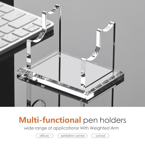 SANRUI 2 Tier Acrylic Pen Holder Display Stand, Fountain Pen Pencil Makeup Brush Rack, Ballpoint Pen Showholder, Paintbrush Drying Rack Organizer Desk for Home School Office or Store Use - style: 2 Tier