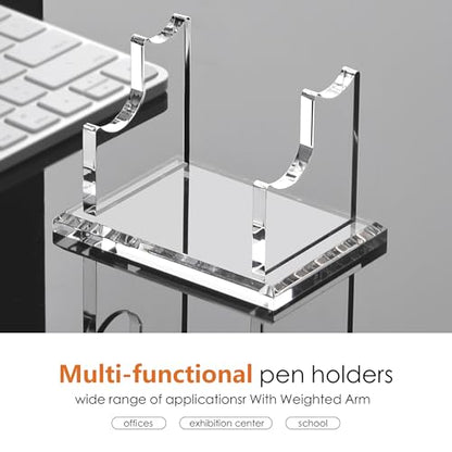 SANRUI 2 Tier Acrylic Pen Holder Display Stand, Fountain Pen Pencil Makeup Brush Rack, Ballpoint Pen Showholder, Paintbrush Drying Rack Organizer Desk for Home School Office or Store Use - style: 2 Tier