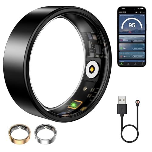 Smart Ring for Women & Men, Fitness Tracker with Heart Rate, Blood Oxygen, Sleep Monitoring, Long-Lasting Battery, IP68 Waterproof (Black, 11#) - color: Black, size: 11