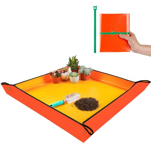 Extra Large Repotting Mat for Indoor Plants Transplanting and Potting Mix Mess Control, 39.5" X 39.5" Portable Gardening Tray Plant Planting Potting Mat Garden Gifts for Women Grandma Birthday Gift - color: Orange, size: Extra Large 39.5" X 39.5"