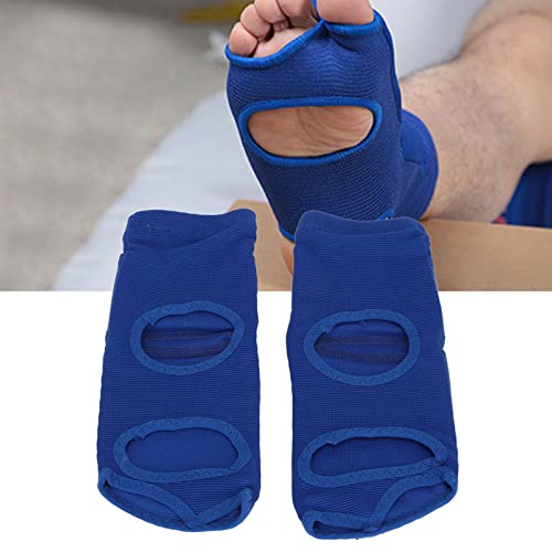 2pcs Boxing Foot Protector, Unisex PU Leather Taekwondo Training Boxing Foot Protector Gear, Soft Boxing Sparring Foot Guard for Women Men Blue (XL)
