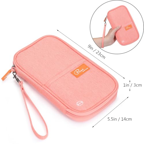 VanFn RFID Travel Passport Wallet, Family Passport Holder, Trip Document Organizer P.Travel Series - color: Pink