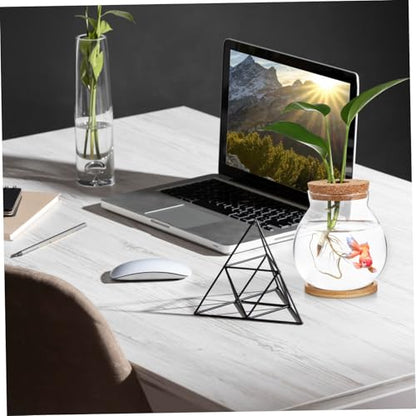 TOYANDONA Desktop Hydroponic Glass Fish Bowl with Lid and Mat Small Betta Fish Tank for Aquatic Plants Terrarium Vase for Home Office Decor