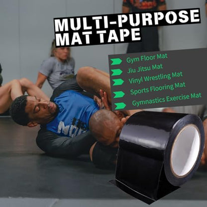 Black Mat Tape, 4 Inch Strong Floor Tape for Wrestling Grappling Gymnastics Jiu Jitsu Floor, Gym Floor, Seaming Home Mats Exercise Mat, 96FT