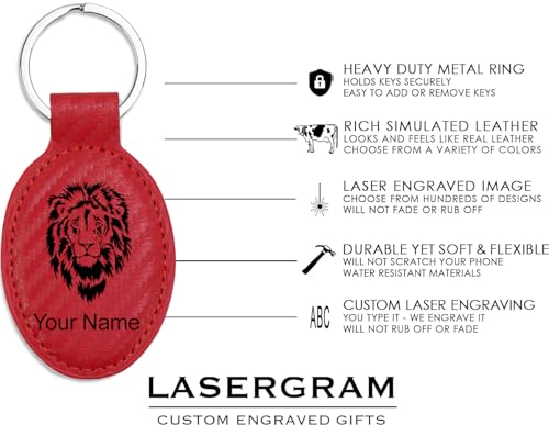 LaserGram Oval Keychain, Allah 1, Personalized Engraving Included (Carbon Fiber Red) - color: Carbon Fiber Red