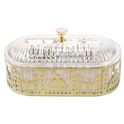 Ramadan Tray with Lid Iron Multi-Layer Snack Serving Tray Small Butter Dish Kitchen Tabletop Decor 7.20X3.54X3.54 Inch