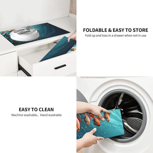 Dish Drying Mat for Kitchen Counter Super Absorbent Microfiber Kitchen Drying Mat Fish aquarium Non-slip Drainer Mats Extra Large Dish Rack Pad Kitchen Accessories 18"x24"