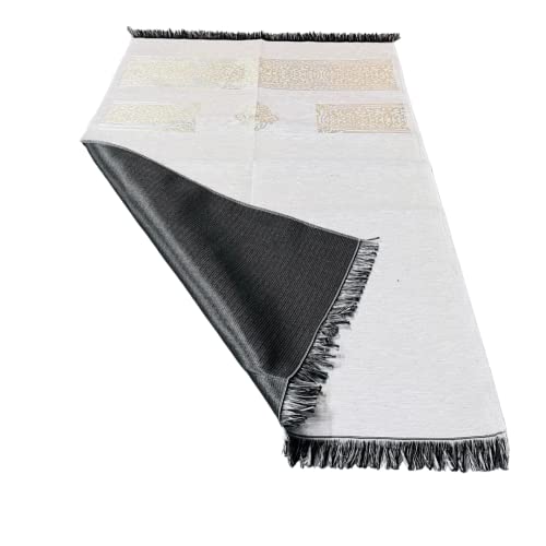Muslim Prayer Rug, Prayer Mat, Special Turkish Prayer Mats, Prayer Rug for Muslim Man, Women, Kaaba Themed Janamaz for Salat, Namaz, 5 Time Prayers (White) - color: White
